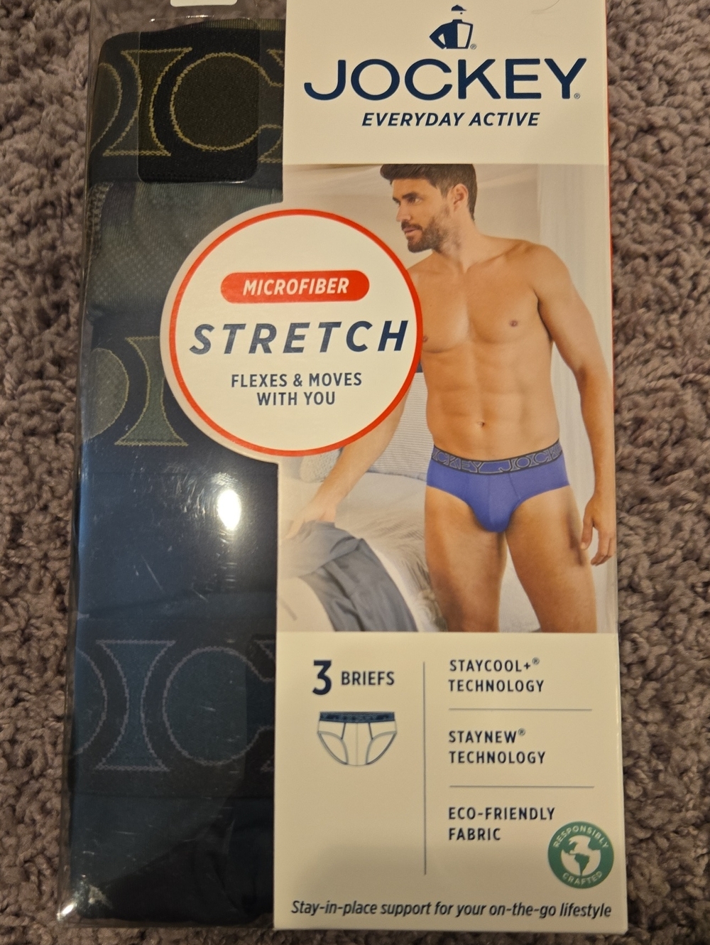 Jockey Everyday Active Men's Briefs in Navy and Blue (3-Pack)